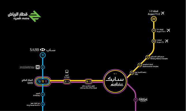 خريطة مسار مترو الرياض الجديد